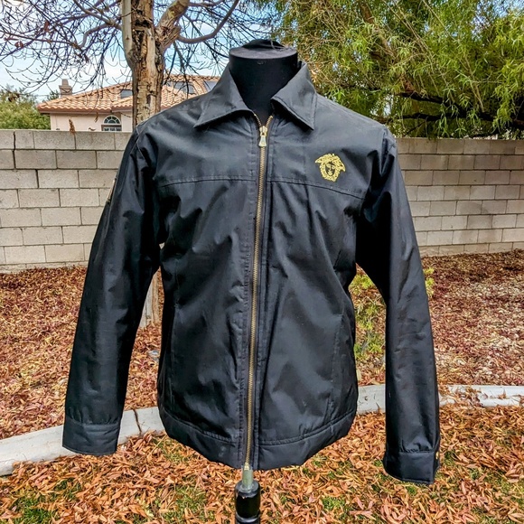 Vintage Versace Jeans Couture Itteirre Midnight Black Car Coat Jacket Sz Sm EUC